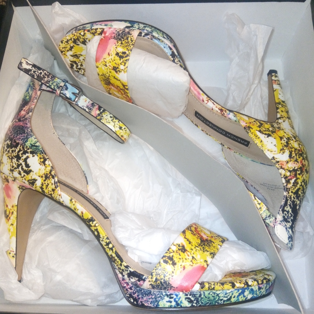 French Connection Multi-colored Floral Nata Dress Sandals Sz 10 NEW - Picture 6 of 6